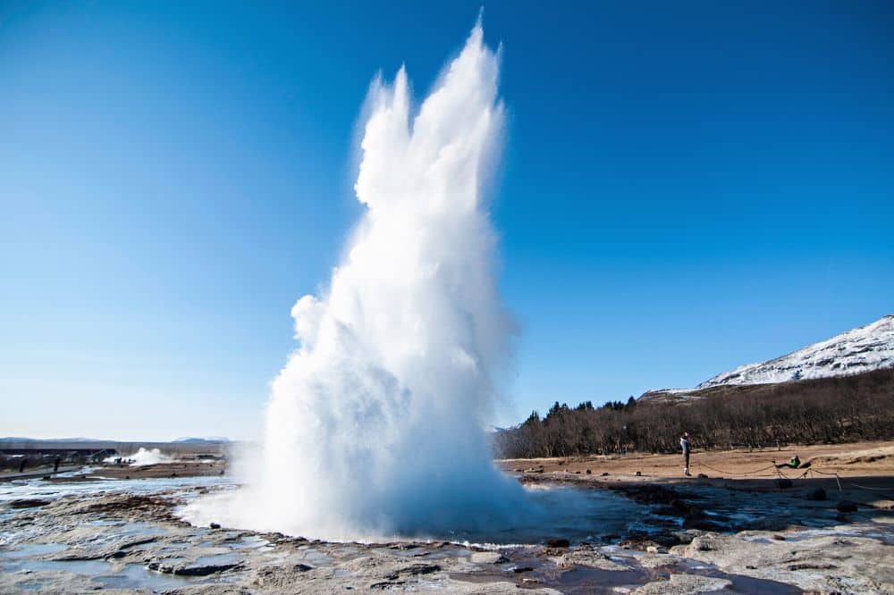 Geyser Erupting in Iceland