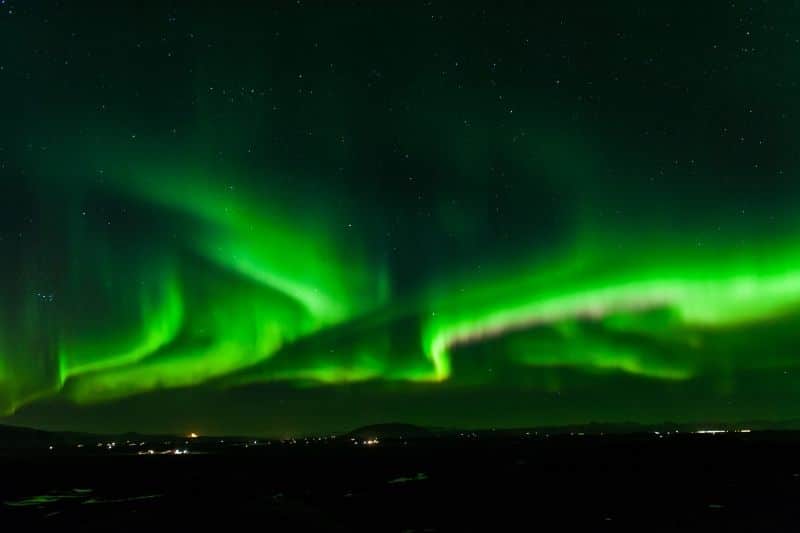 Northern Lights illuminating the sky in Iceland 