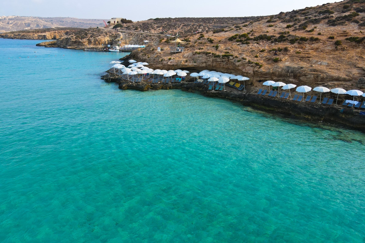 An Aerial shot of the Blue Lagoon Malta