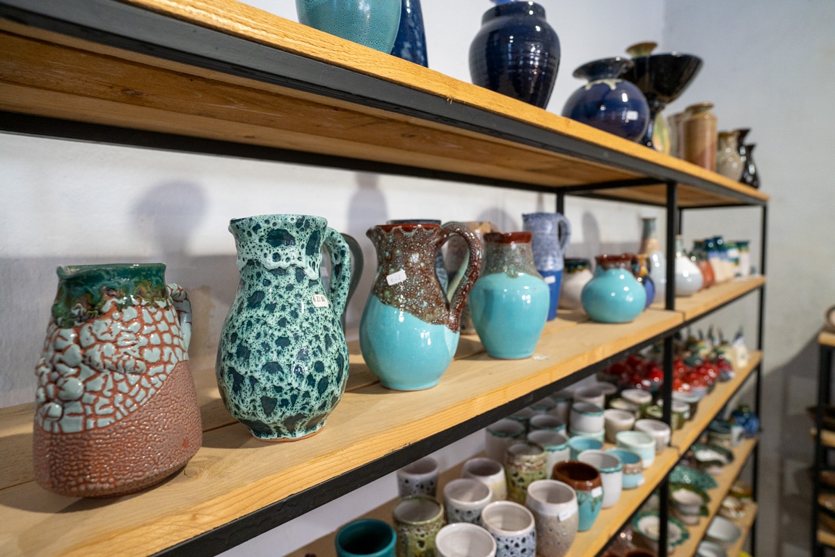 Colourful Jugs showing what sort of crafts you can get in the Paphos Old Town